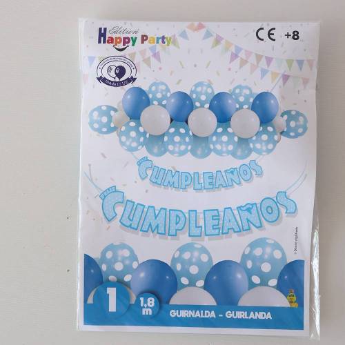 Guirnalda de globos de cumpleaños de niño azul - Decoración Cumpleaños