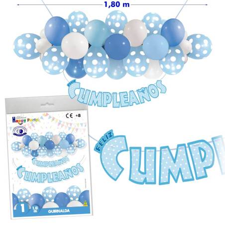 Guirnalda de globos de cumpleaños de niño azul - Decoración Cumpleaños