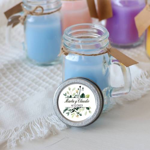 Vela personalizada en jarrita "Modelo boda Nature" Detalles personalizados boda - Velas personalizadas boda