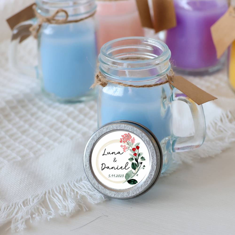 Vela personalizada en jarrita "Modelo boda Amor" Detalles personalizados boda - Velas personalizadas boda