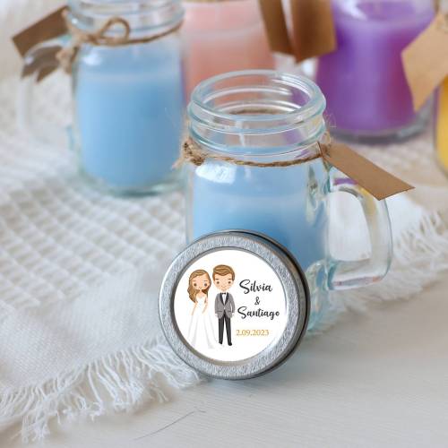 Vela personalizada en jarrita "Modelo boda Lemonnade" Detalles personalizados boda - Velas personalizadas boda
