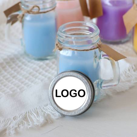 Vela personalizada con logo en jarrita Detalles personalizados - Inicio