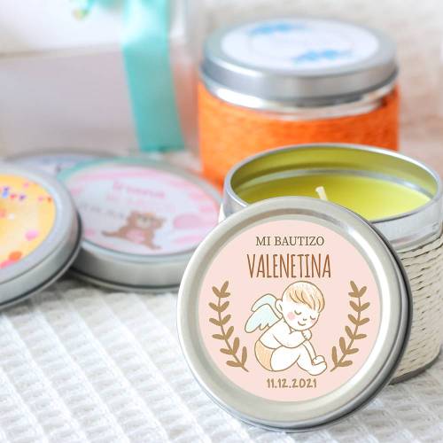 Vela personalizada aromática "Ángel" detalles bautizo - Velas personalizadas bautizo