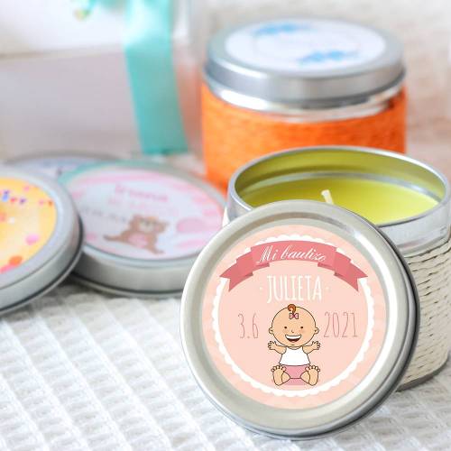 Vela personalizada aromática "Galleta" detalles bautizo - Velas personalizadas bautizo