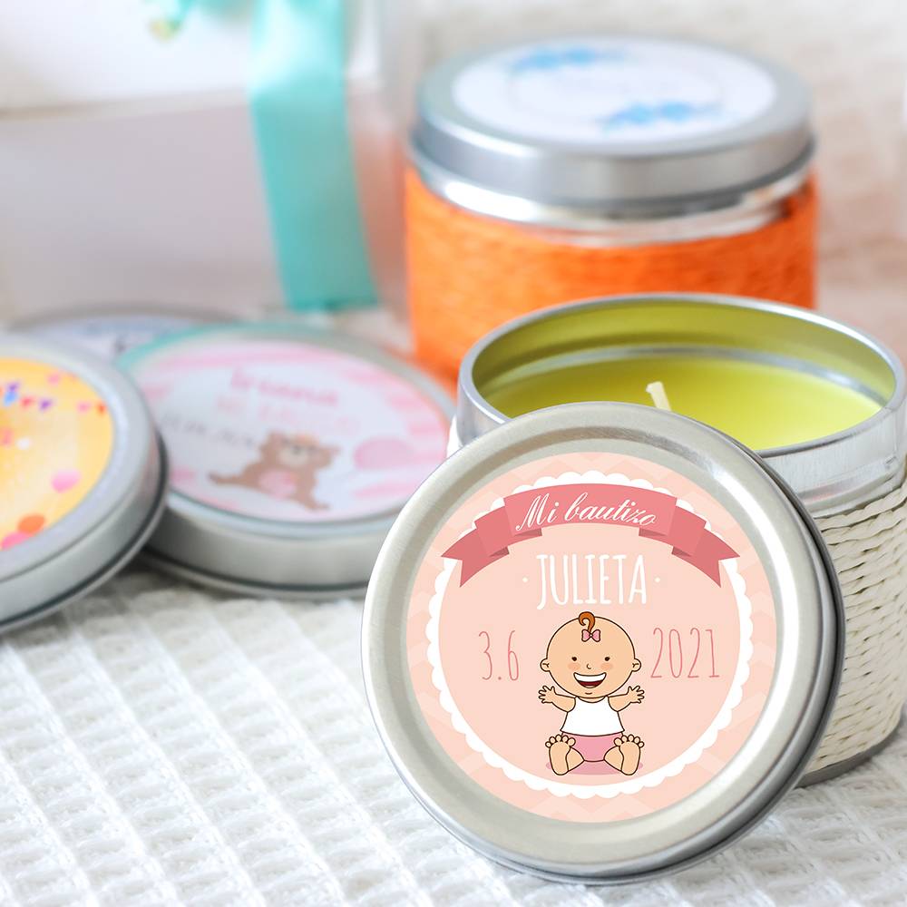 Vela personalizada aromática "Galleta" detalles bautizo - Velas personalizadas bautizo
