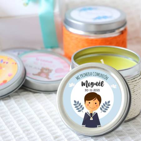 Vela personalizada aromática "León" detalles comunión - Velas personalizadas comunión