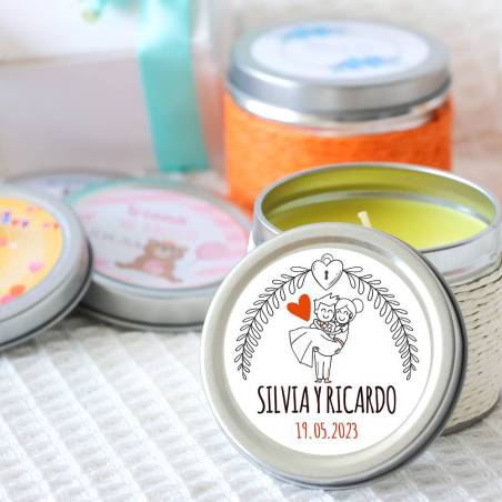 Vela personalizada aromática "Mañana" detalles boda - Velas personalizadas boda