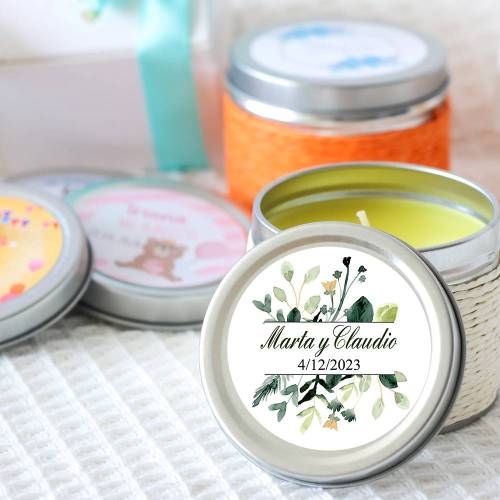Vela personalizada aromática "Nature" detalles boda - Velas personalizadas boda