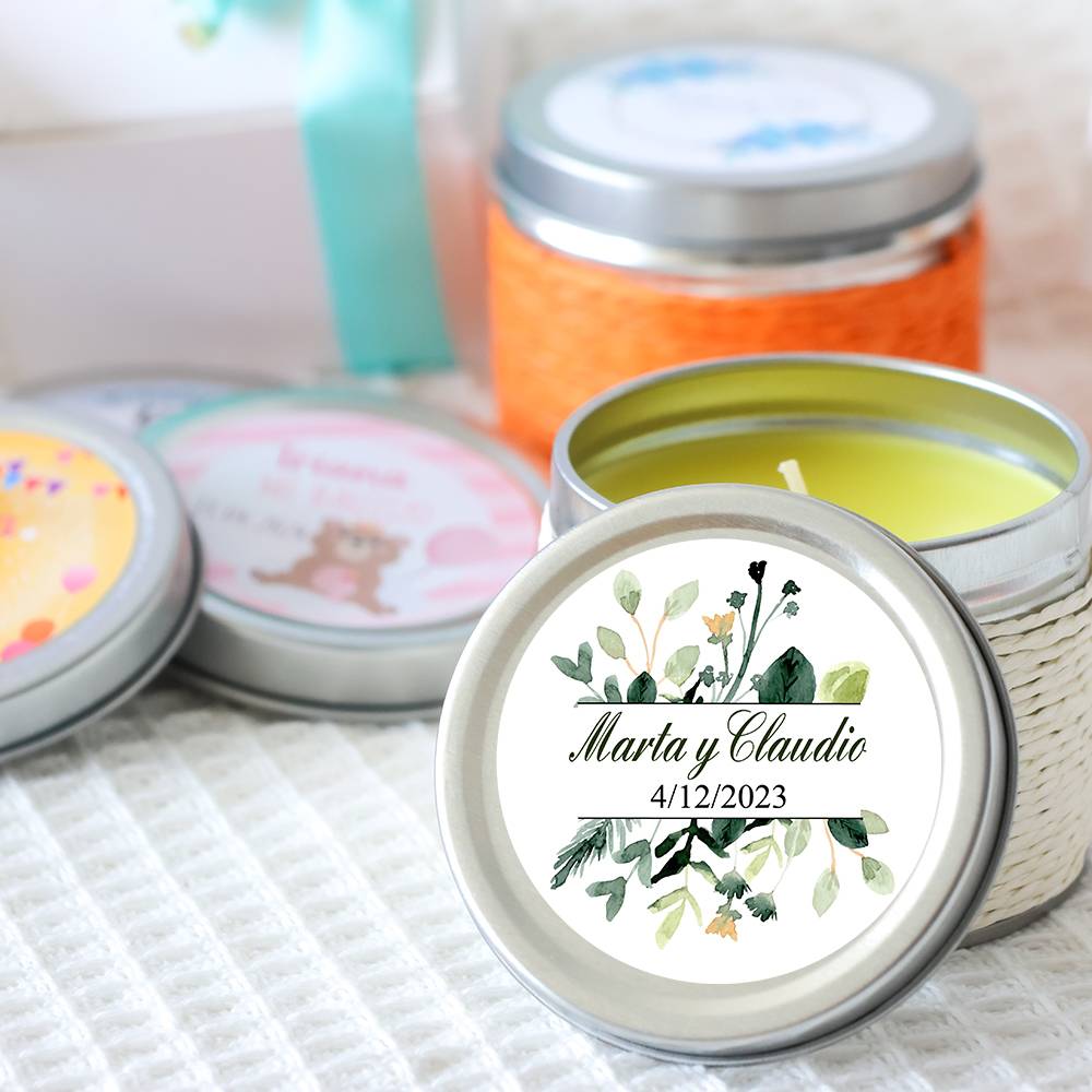 Vela personalizada aromática "Nature" detalles boda - Velas personalizadas boda