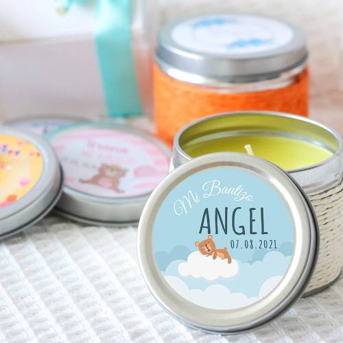 Vela personalizada aromática "Nube" detalles bautizo - Velas personalizadas bautizo