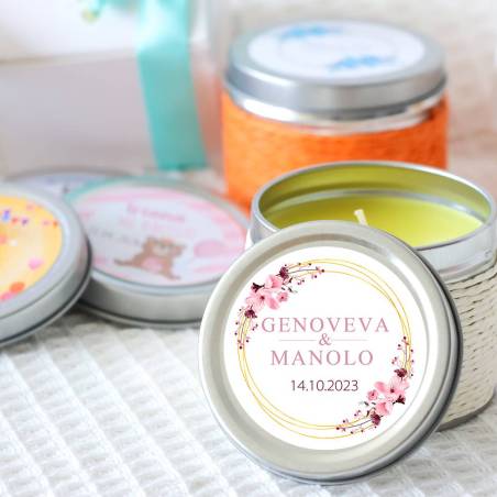 Vela personalizada aromática "Pink Crown" detalles boda - Velas personalizadas boda