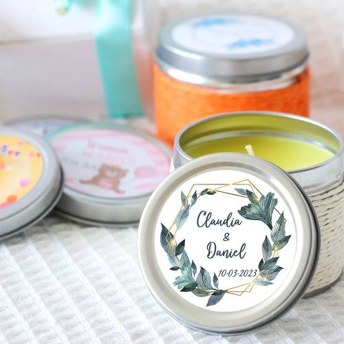 Vela personalizada aromática "Selva" detalles boda - Velas personalizadas boda