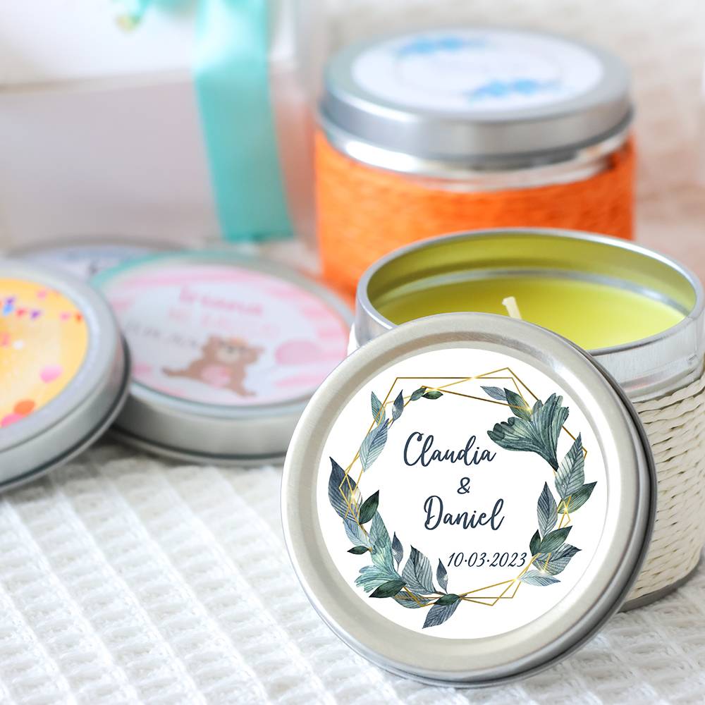 Vela personalizada aromática "Selva" detalles boda - Velas personalizadas boda
