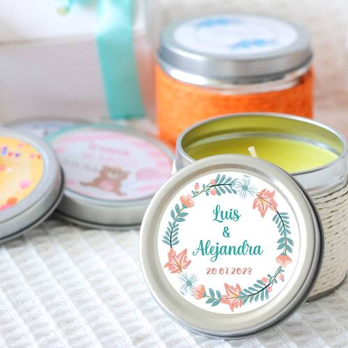 Vela personalizada aromática "Summer" detalles boda - Velas personalizadas boda