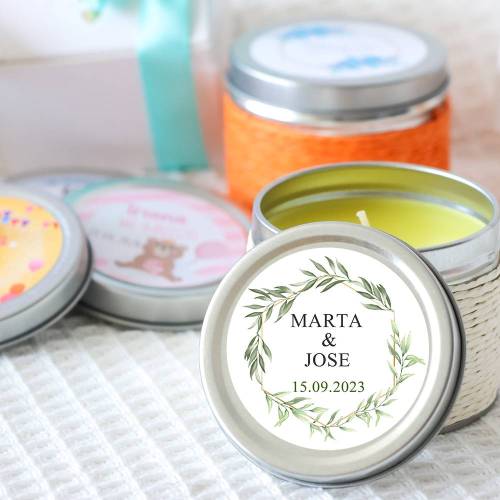 Vela personalizada aromática "Sun" detalles boda - Velas personalizadas boda
