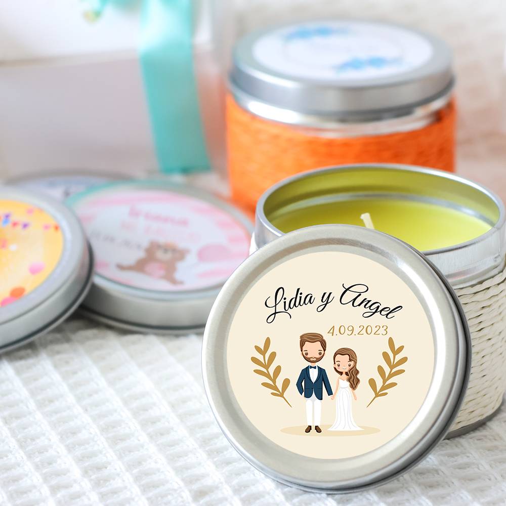 Vela personalizada aromática "Trigo" detalles boda - Velas personalizadas boda