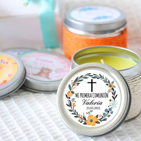 Vela personalizada aromática "Valeria" detalles comunión - Velas personalizadas comunión
