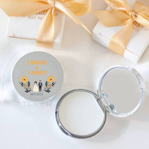 Bálsamo labial personalizado con espejo "Girasol" detalles de boda - Bálsamos Labiales Personalizados Boda