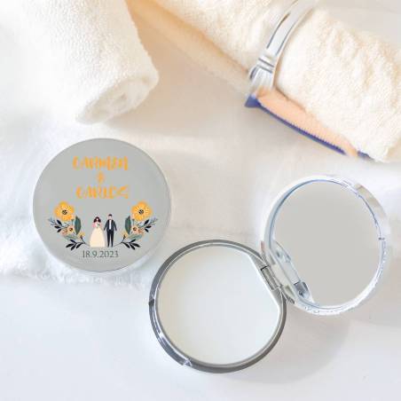 Bálsamo labial personalizado con espejo "Girasol" detalles de boda - Bálsamos Labiales Personalizados Boda