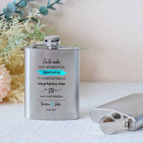 Petaca personalizada boda "En la vida hay momentos especiales" Petaca personalizada con frase - Petaca personalizada boda
