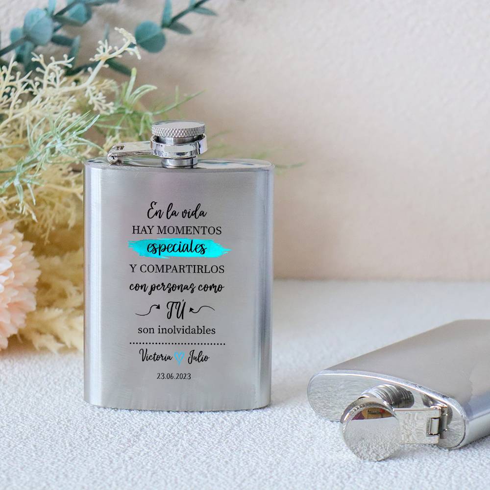 Petaca personalizada boda "En la vida hay momentos especiales" Petaca personalizada con frase - Petaca personalizada boda