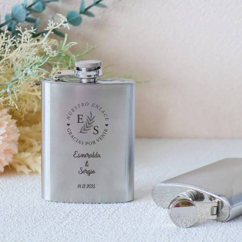 Petaca personalizada boda "Nuestro enlace" Petaca personalizada con frase - Petaca personalizada boda