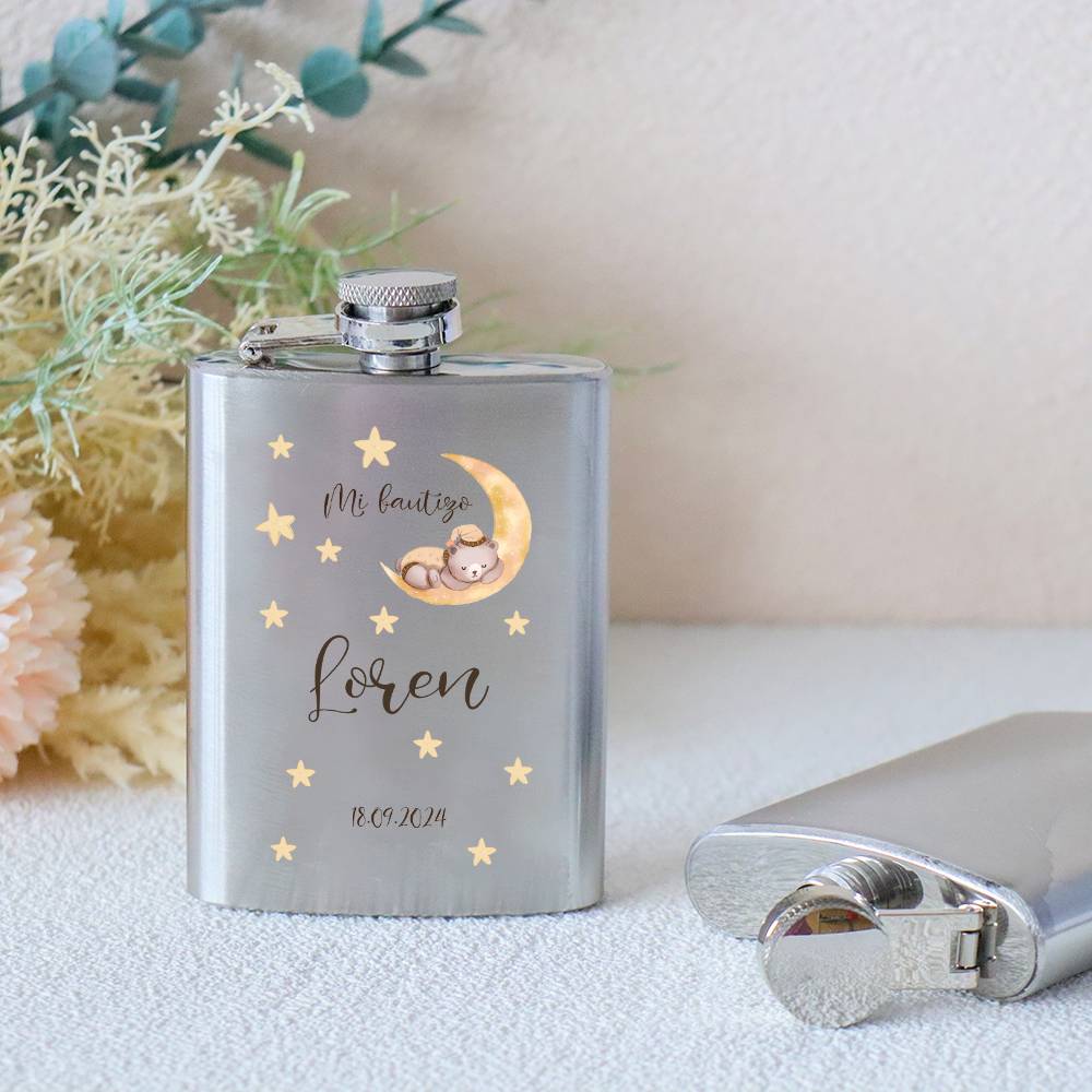 Petaca personalizada bautizo "Paloma" Petaca personalizada con frase - Petaca personalizada bautizo