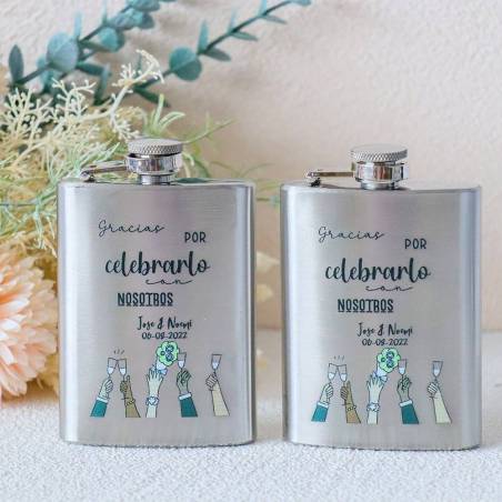 Petaca personalizada boda "Que nunca falten motivos para brindar" Petaca personalizada con frase - Petaca personalizada boda
