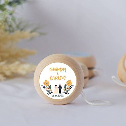 Yoyo pegatina personalizada "Girasol" detalles de boda - Yoyo personalizado boda