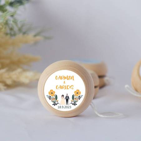 Yoyo pegatina personalizada "Girasol" detalles de boda - Yoyo personalizado boda