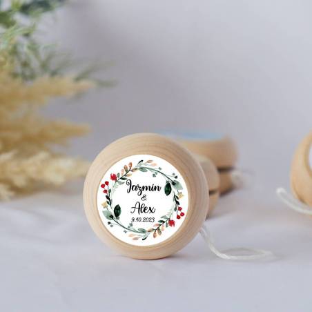 Yoyo pegatina personalizada modelo Ágape detalles de boda - Yoyo personalizado boda