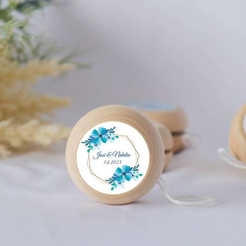 Yoyo pegatina personalizada modelo Azul detalles de boda - Detalles De Boda