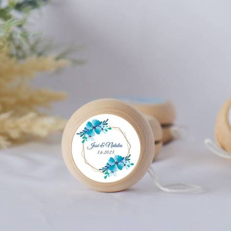 Yoyo pegatina personalizada modelo Azul detalles de boda - Detalles De Boda