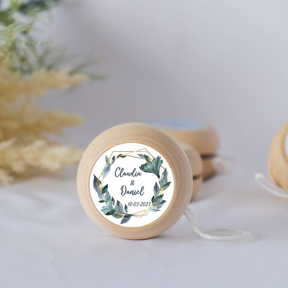 Yoyo pegatina personalizada modelo Diana detalles de boda - Yoyo personalizado boda