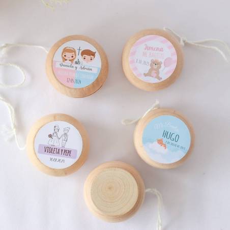 Yoyo pegatina personalizada modelo Dulces Sueños para niño bautizo - Yoyo personalizado bautizo