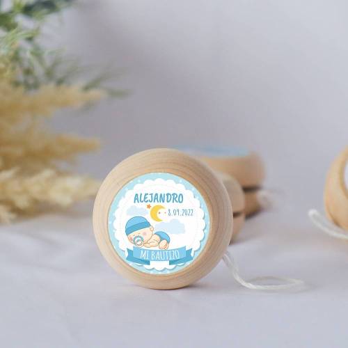 Yoyo pegatina personalizada modelo Dulces Sueños para niño bautizo - Yoyo personalizado bautizo