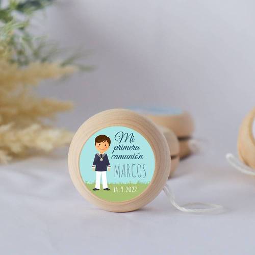 Yoyo pegatina personalizada modelo Marcos para niño comunión - Yoyo personalizado comunión