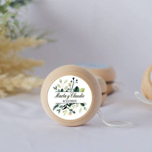 Yoyo pegatina personalizada modelo Nature detalles de boda - Yoyo personalizado boda