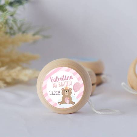 Yoyo pegatina personalizada modelo Valentina para niña bautizo - Yoyo personalizado bautizo