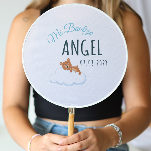 Abanico personalizado para bautizo "Modelo Nube" Detalles para invitados de bautizo - Abanicos personalizados bautizo