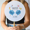 Abanico personalizado para bautizo "Modelo Gemelos nubes" Detalles para invitados de bautizo - Abanicos personalizados bautizo