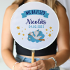 Abanico personalizado para bautizo "Modelo Nicolás" Detalles para invitados de bautizo - Abanicos personalizados bautizo