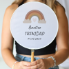 Abanico personalizado para bautizo "Modelo Arcoiris" Detalles para invitados de bautizo - Abanicos personalizados bautizo