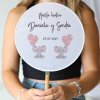 Abanico personalizado para bautizo "Modelo Gemelas elefantes" Detalles para invitados de bautizo - Abanicos personalizados bauti