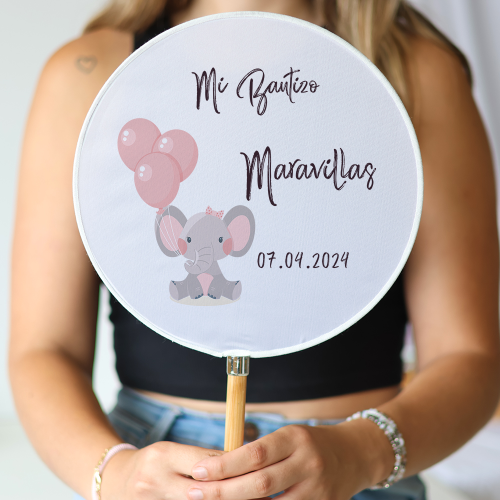 copy of Abanico personalizado para bautizo "Modelo Elefante niña" Detalles para invitados de bautizo - Abanicos personalizados b