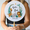 Abanico personalizado para bautizo "Modelo Selva" Detalles para invitados de bautizo - Abanicos personalizados bautizo