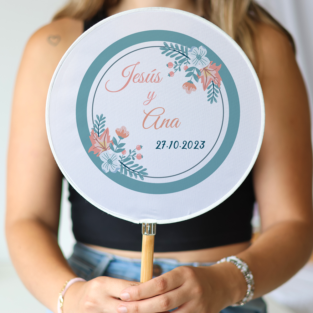 Abanico personalizado para boda "Modelo Ocean" Detalles para invitados de boda - Abanicos personalizados boda