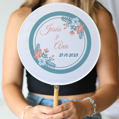 Abanico personalizado para boda "Modelo Ocean" Detalles para invitados de boda - Abanicos personalizados boda