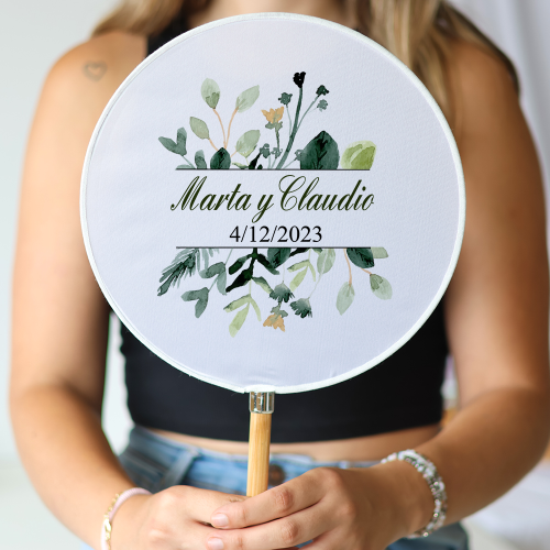 Abanico personalizado para boda "Modelo Nature" Detalles para invitados de boda - Abanicos personalizados boda
