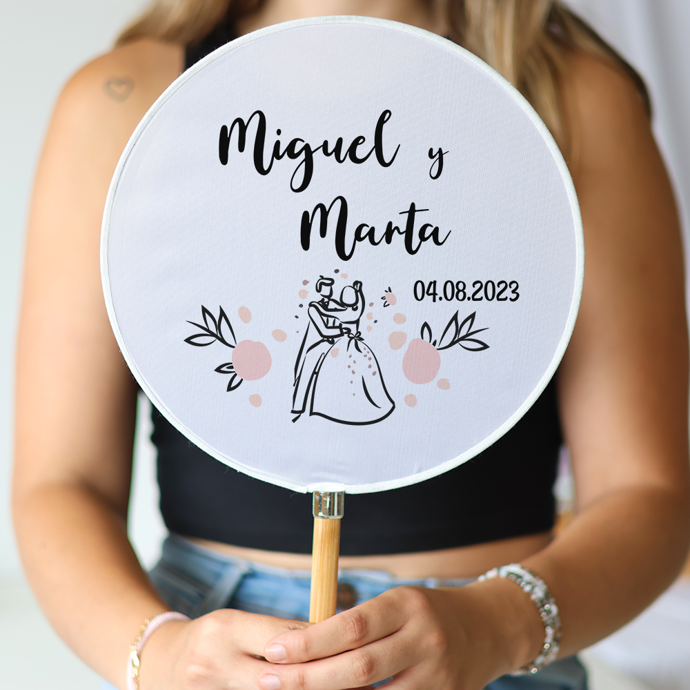 Abanico personalizado para boda "Modelo Juntos" Detalles para invitados de boda - Abanicos personalizados boda